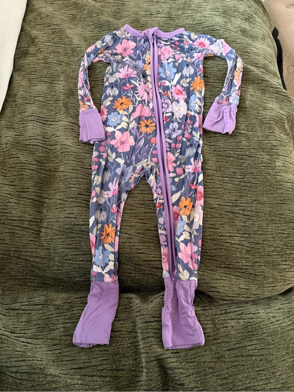 Little Sleepies Purple Floral Zip Footed One-Piece